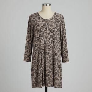 NWT Gudrun Sjoden Amber Tunic Dress Large Brown Floral Lagenlook Artsy